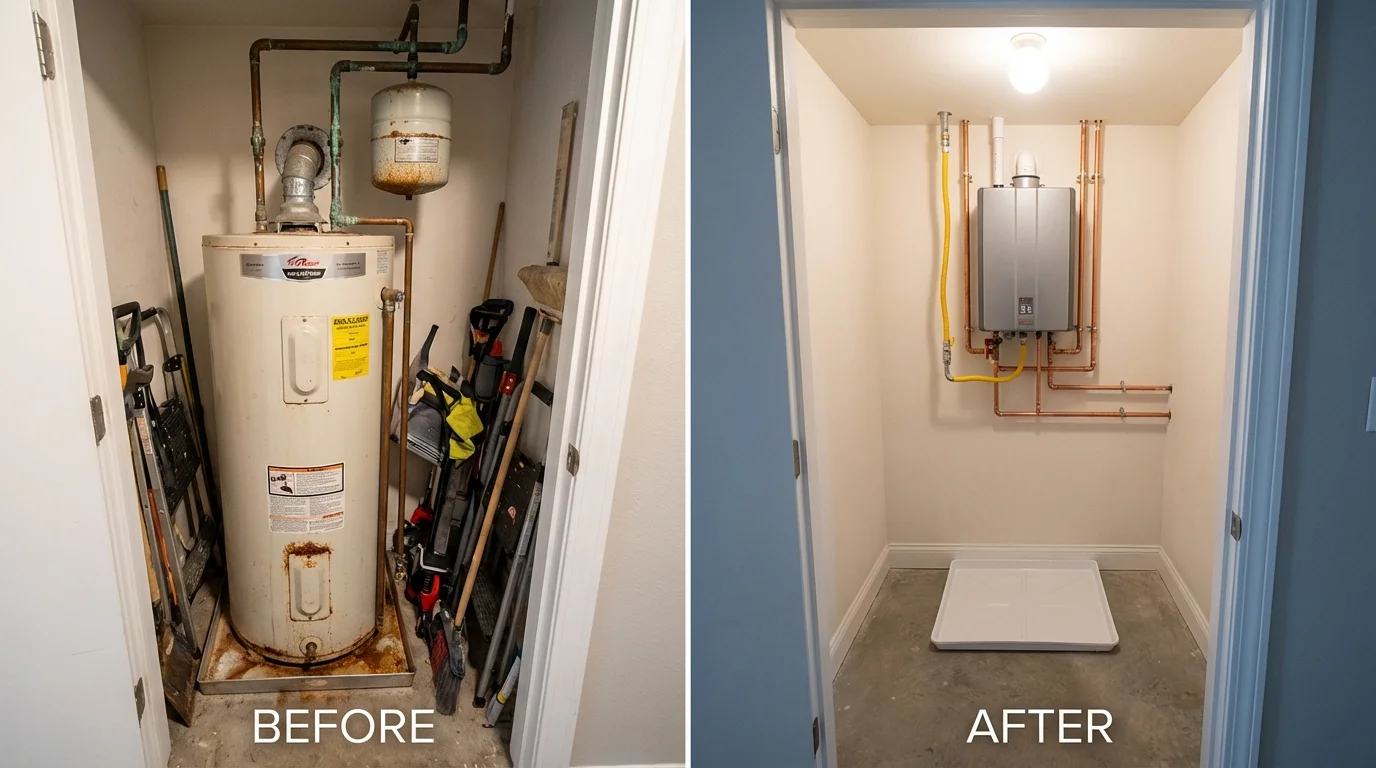 Tank water heater versus wall-mounted tankless unit comparison for Eldridge, CA homeowners