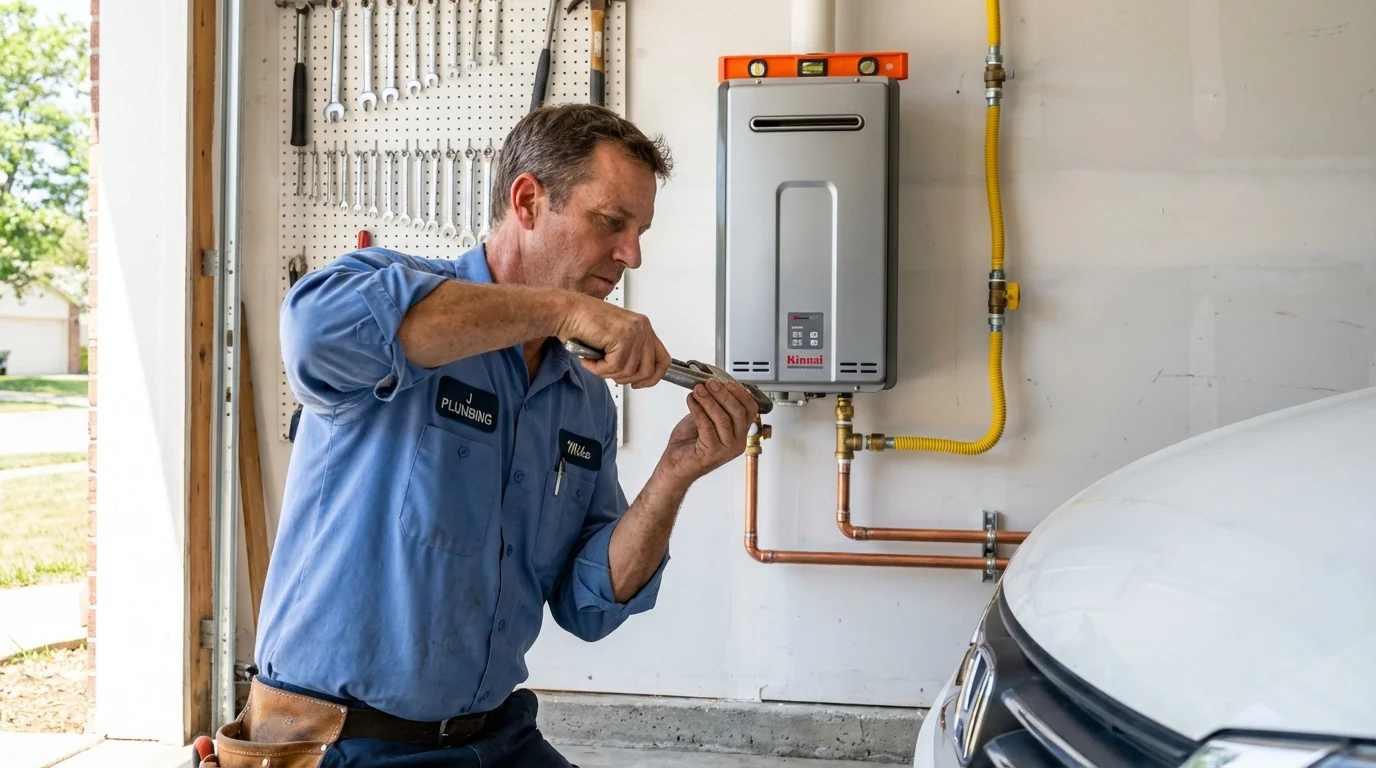 Tankless water heater installation by a Johns Plumbing LLC plumber in Eldridge